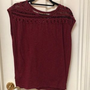 Red/burgundy top with lace